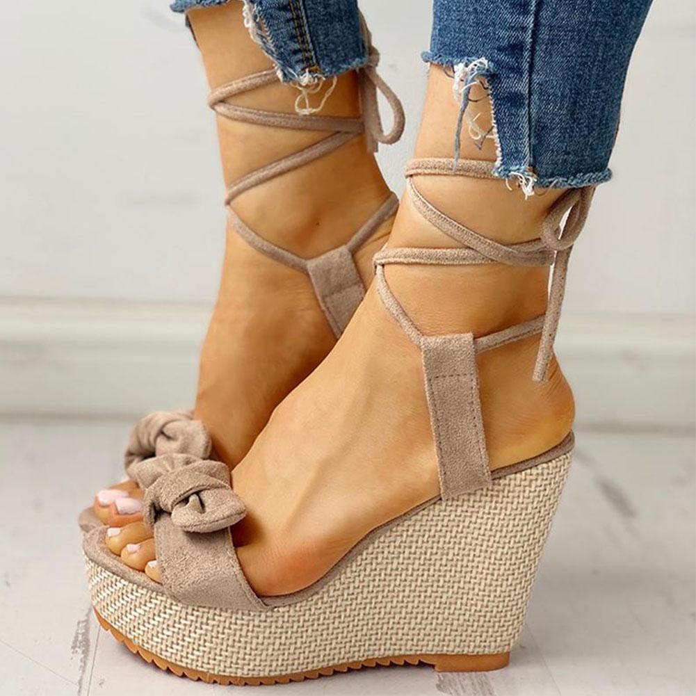 High Heels Sweet Bow Ankle-wrap Sandals - Pavacat