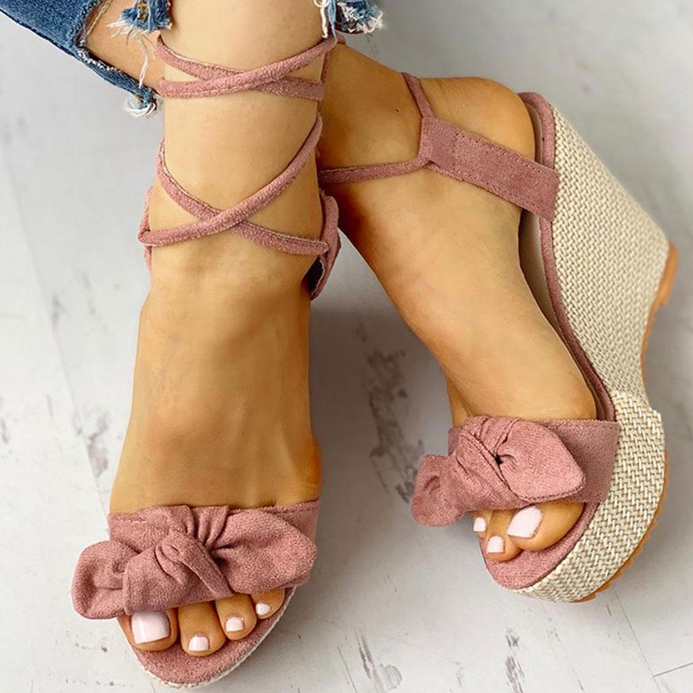 High Heels Sweet Bow Ankle-wrap Sandals - Pavacat
