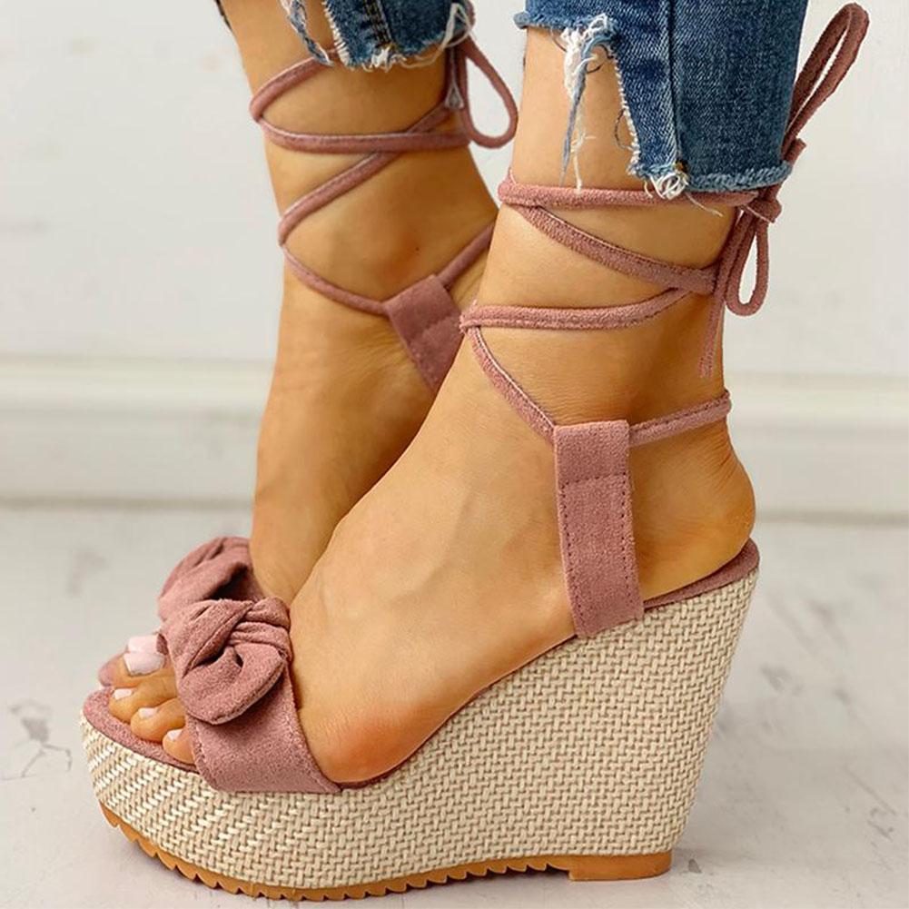 High Heels Sweet Bow Ankle-wrap Sandals - Pavacat