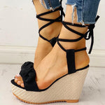 High Heels Sweet Bow Ankle-wrap Sandals - Pavacat