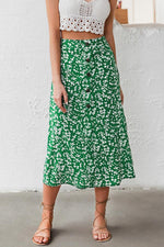 High waist Buttons Floral A-line Skirt - Pavacat