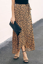 High Waist Tie Split Leopard Skirt - Pavacat