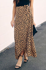 High Waist Tie Split Leopard Skirt - Pavacat