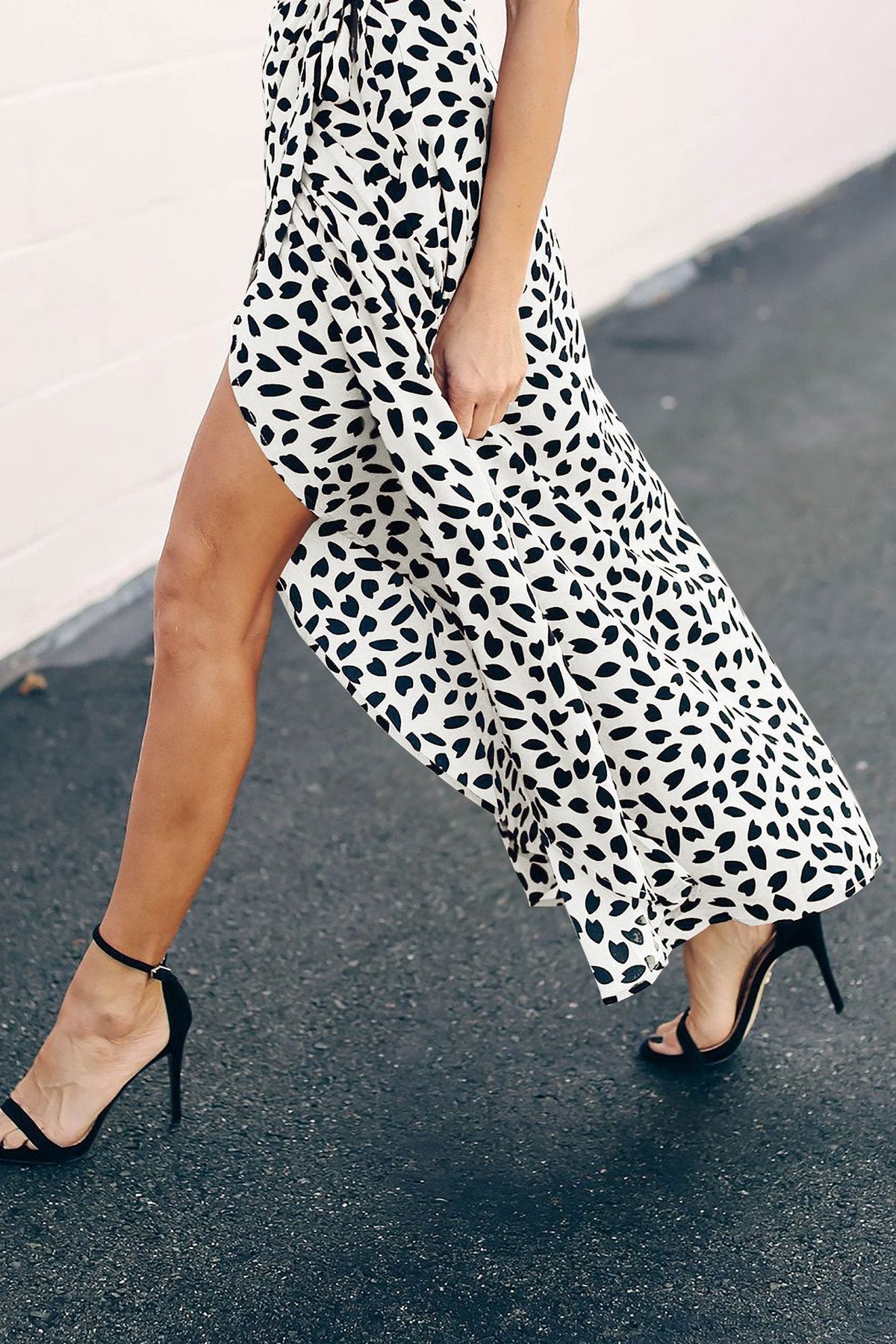 High Waist Tie Split Leopard Skirt - Pavacat