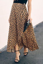 High Waist Tie Split Leopard Skirt - Pavacat