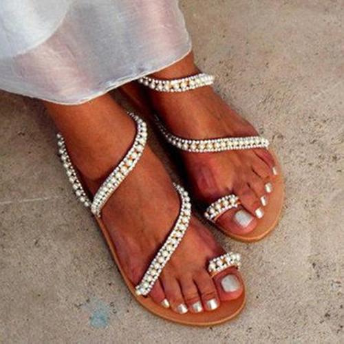 Imitation Pearl Pu Sandals Flip-flops Summer Sandals - Pavacat