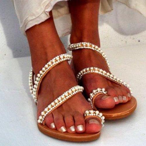 Imitation Pearl Pu Sandals Flip-flops Summer Sandals - Pavacat