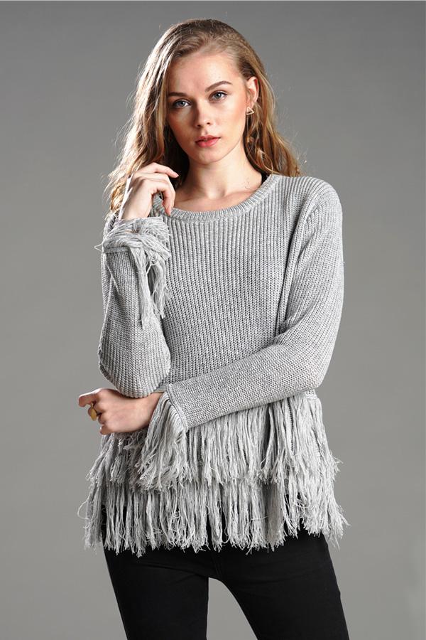 Joyful Tassels Knit Sweater Pullover MUYUAN