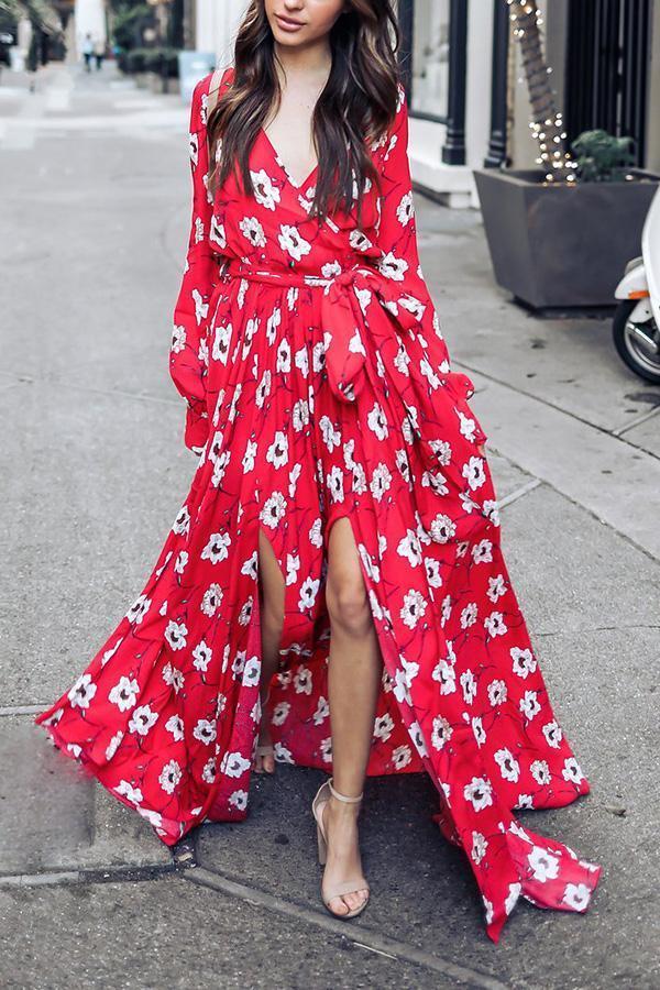 Wondrous Floral Deep V Maxi Dress Dress Pavacat