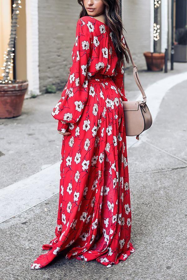 Wondrous Floral Deep V Maxi Dress Dress Pavacat