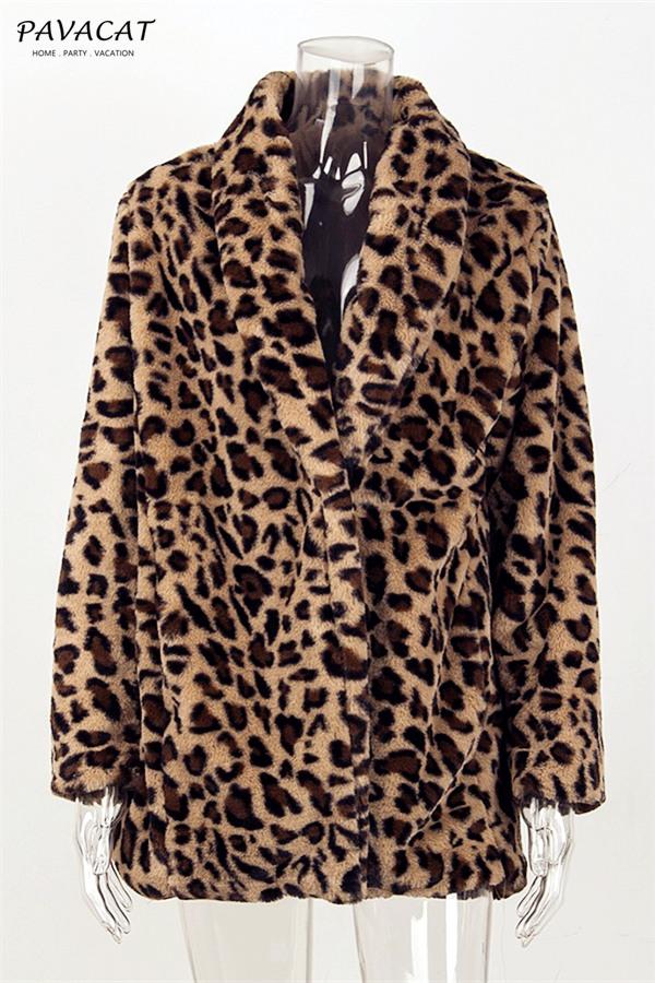 Leopard Artificial Fur Long Cardigan Coat VICI