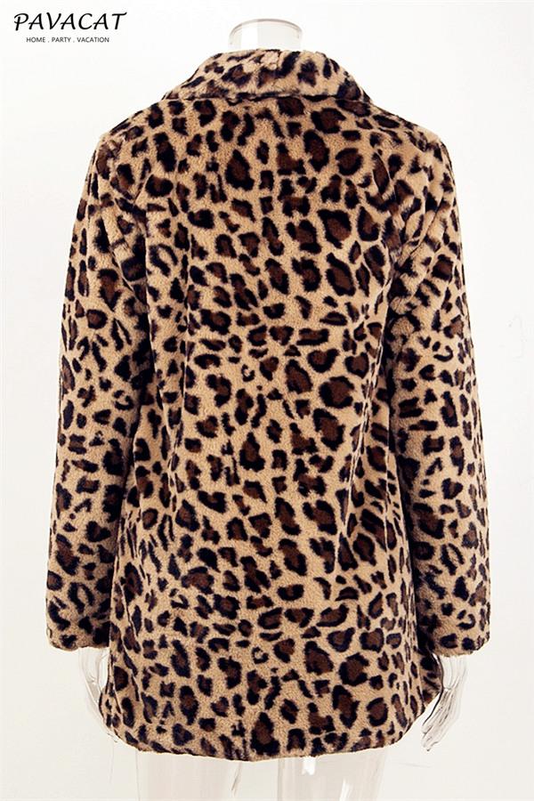 Leopard Artificial Fur Long Cardigan Coat VICI