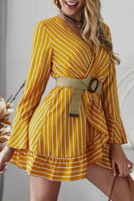 Long Sleeve Striped Mini Dress - Pavacat