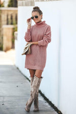 Medium Long High Collar Sweater Dress - Pavacat