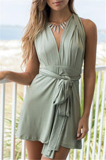 Green Floral Printed Mini Dress Dress chicnico