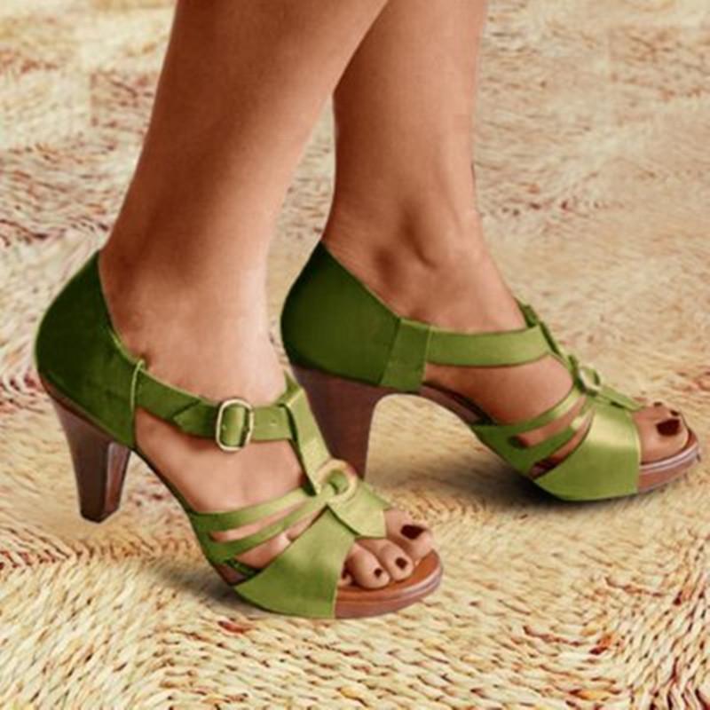New Style Elegant Buckle Strap Sandals Sandals Pavacat US5.5(LABEL SIZE 35) Green