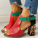 Party Print Block High Heels Sandals - Pavacat