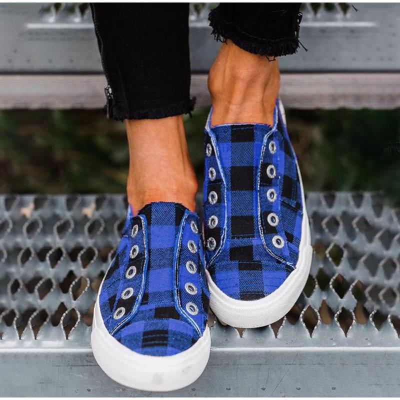 Plaid Canvas Vulcanized Sneakers - Pavacat