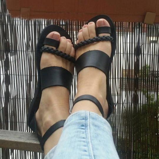 Plain Flat Peep Toe Casual Flat Heel Slip On Sandals Sandals Pavacat