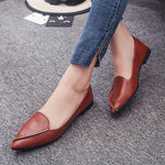 Plain Flat Point Toe Date Comfort Flats - Pavacat