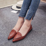 Plain Flat Point Toe Date Comfort Flats - Pavacat
