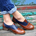 Plus Size Color Block Oxford Shoes Casual Pu Slip On Loafers - Pavacat