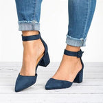 Pointed Toe Chunky Heel Pumps Adjustable Buckle Heel Sandals Sandals Pavacat
