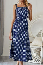Polka Dot Sleevleess Slit Dress - Pavacat