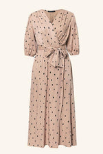 Polka Dot Wrap Puff sleeve Dress - Pavacat