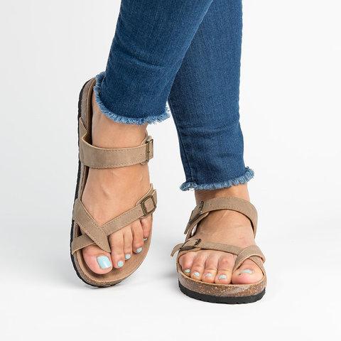 PU Slippers Casual Daily Plus Sizes Shoes Sandals Pavacat US5.5(LABEL SIZE 35) Beige