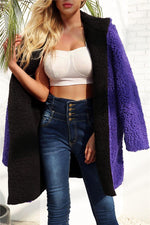 Reversible Faux Lambswool Thick Jacket Coat Simplee S Purple