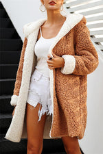 Reversible Faux Lambswool Thick Jacket - Purple/Black Coat Simplee S Khaki