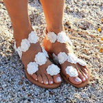 s Beach White Summer Flat Flower Sandals Holiady Slippers Sandals Pavacat
