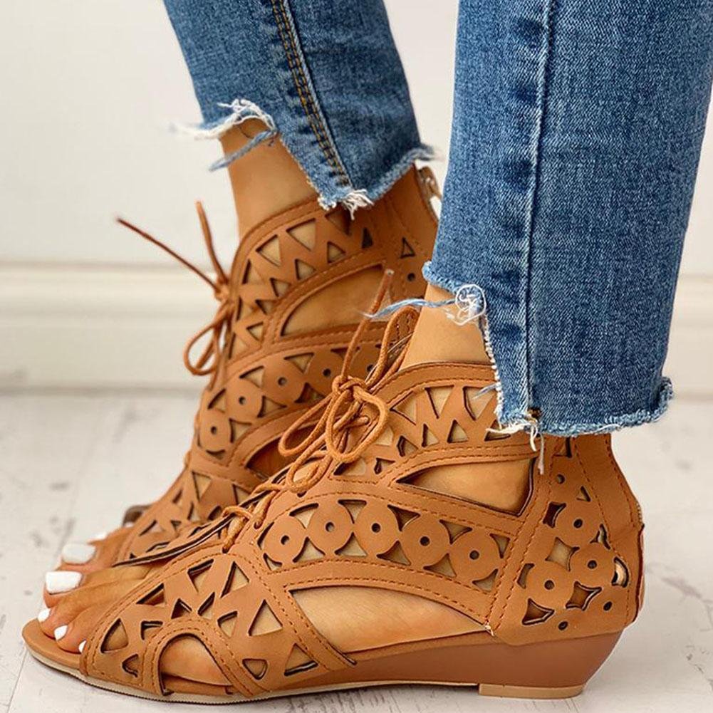 Shoelaces Gladiator Leisure Boot Sandals - Pavacat