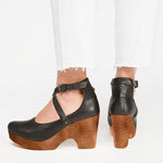 Slip-on Artificial Leather Round Toe Sandals Sandals Pavacat