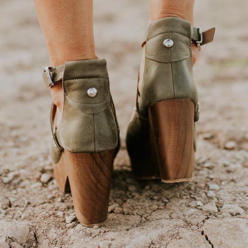 Slip-on Artificial Leather Round Toe Sandals Sandals Pavacat