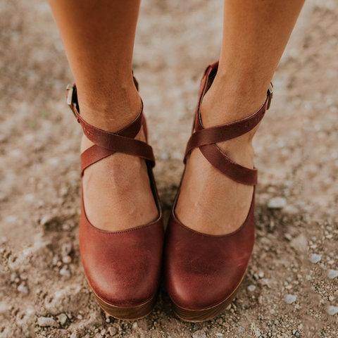 Slip-on Artificial Leather Round Toe Sandals Sandals Pavacat US5.5(LABEL SIZE 35) Red