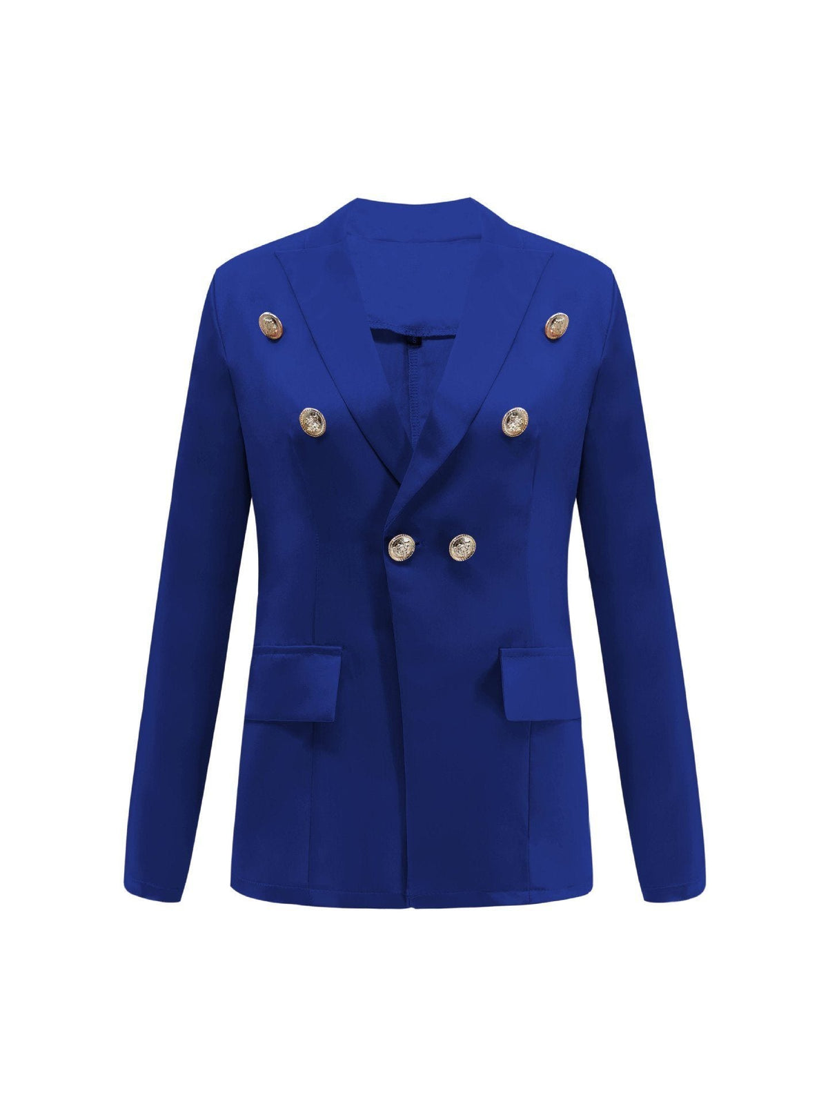 Solid Color Buttons Blazer Jacket 5201812281308 L blue