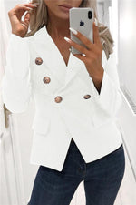 Solid Color Buttons Blazer Jacket 5201812281308 L white