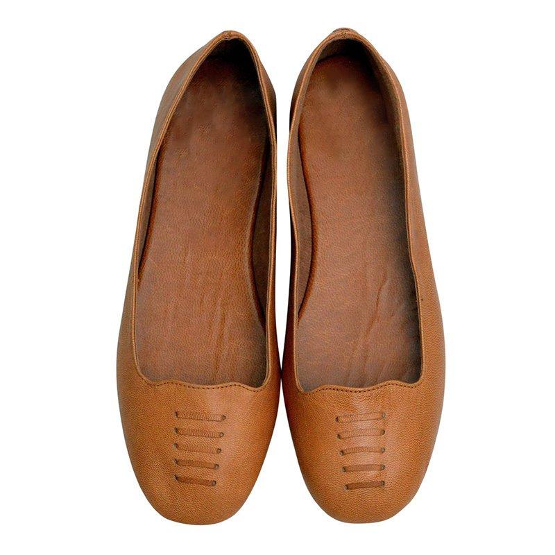 Solid Split Flat Heel Slip On Loafers - Pavacat
