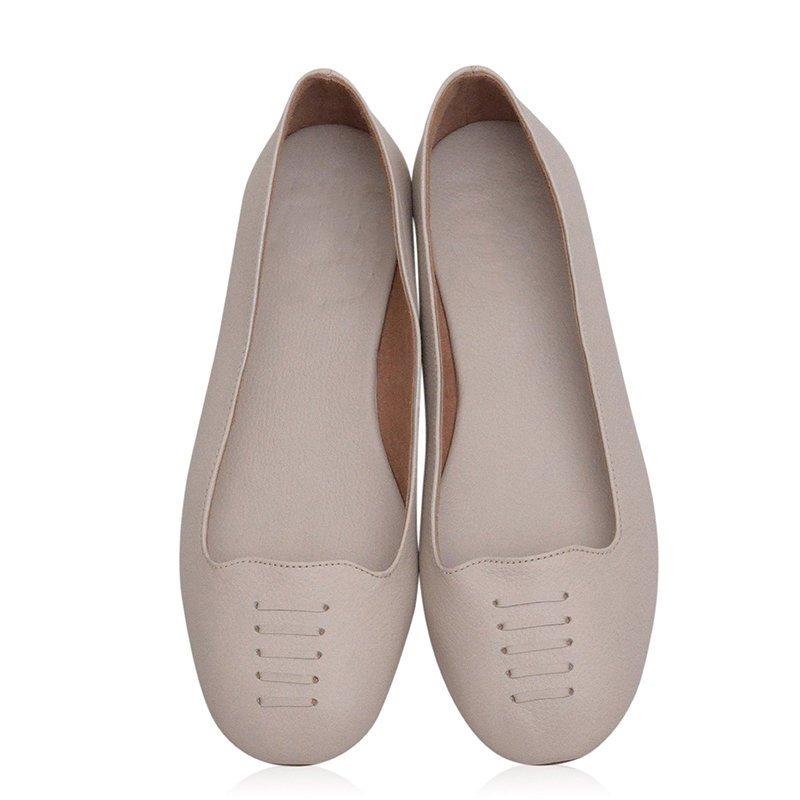 Solid Split Flat Heel Slip On Loafers - Pavacat