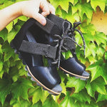 Spring And Summer High Slope With Lace-up Sandals Sandals Pavacat US5.5(LABEL SIZE 35) Black