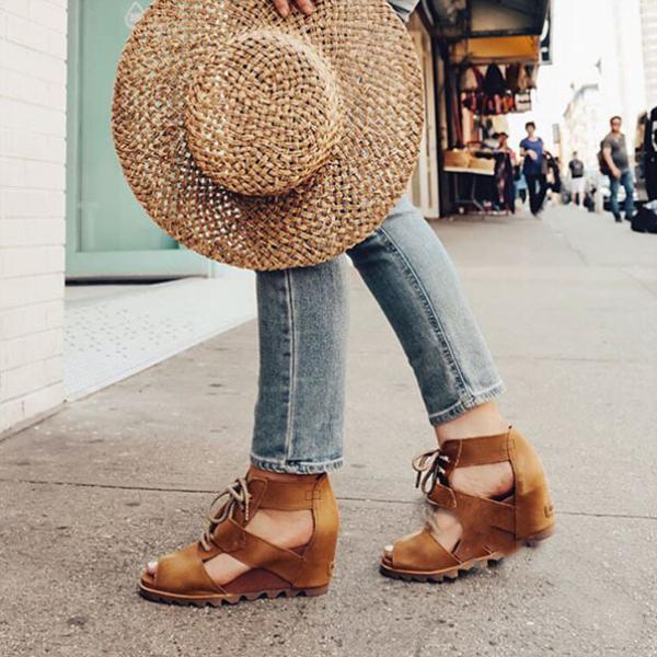 Spring And Summer High Slope With Lace-up Sandals Sandals Pavacat US5.5(LABEL SIZE 35) Brown