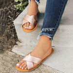 Summer Pu Open Toe Slippers Simple Slide Shoes - Pavacat