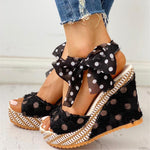 Sweet Polka Dot Leisure Wedges Sandals - Pavacat
