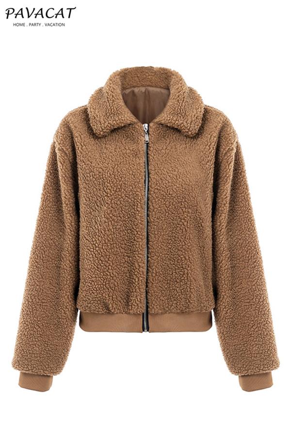 Teddy Bear Furry Faux Fur Jacket Coat Simplee