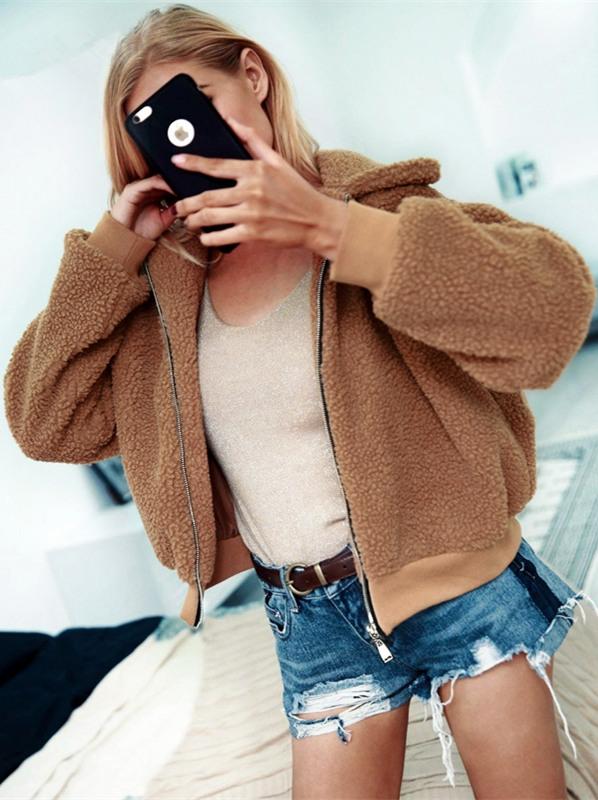 Teddy Bear Furry Faux Fur Jacket Coat Simplee