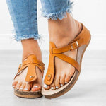 Thong Wedge Sandals Pu Wedge Heel Summer Slippers Sandals Pavacat US5.5(LABEL SIZE 35) Browm