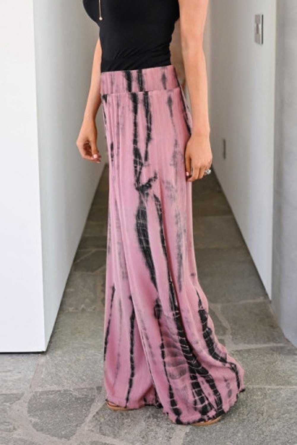 Tie-dyed Printed Wide Legs Pants - Pavacat