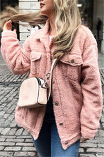 Trendy Furry Lamb Wool Fur Coat Coat Simplee S Pink